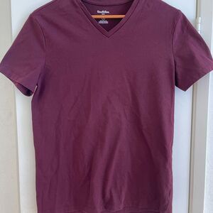 Goodfellow & Co Red Short Sleeve V Neck Tee